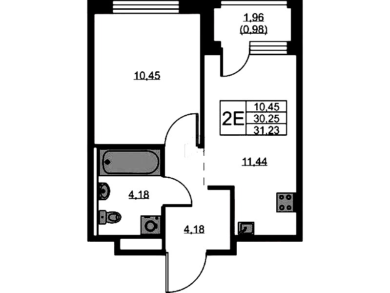 1-комнатная квартира 31.23 м², 7/9 эт., ЖК «GloraX Новоселье»